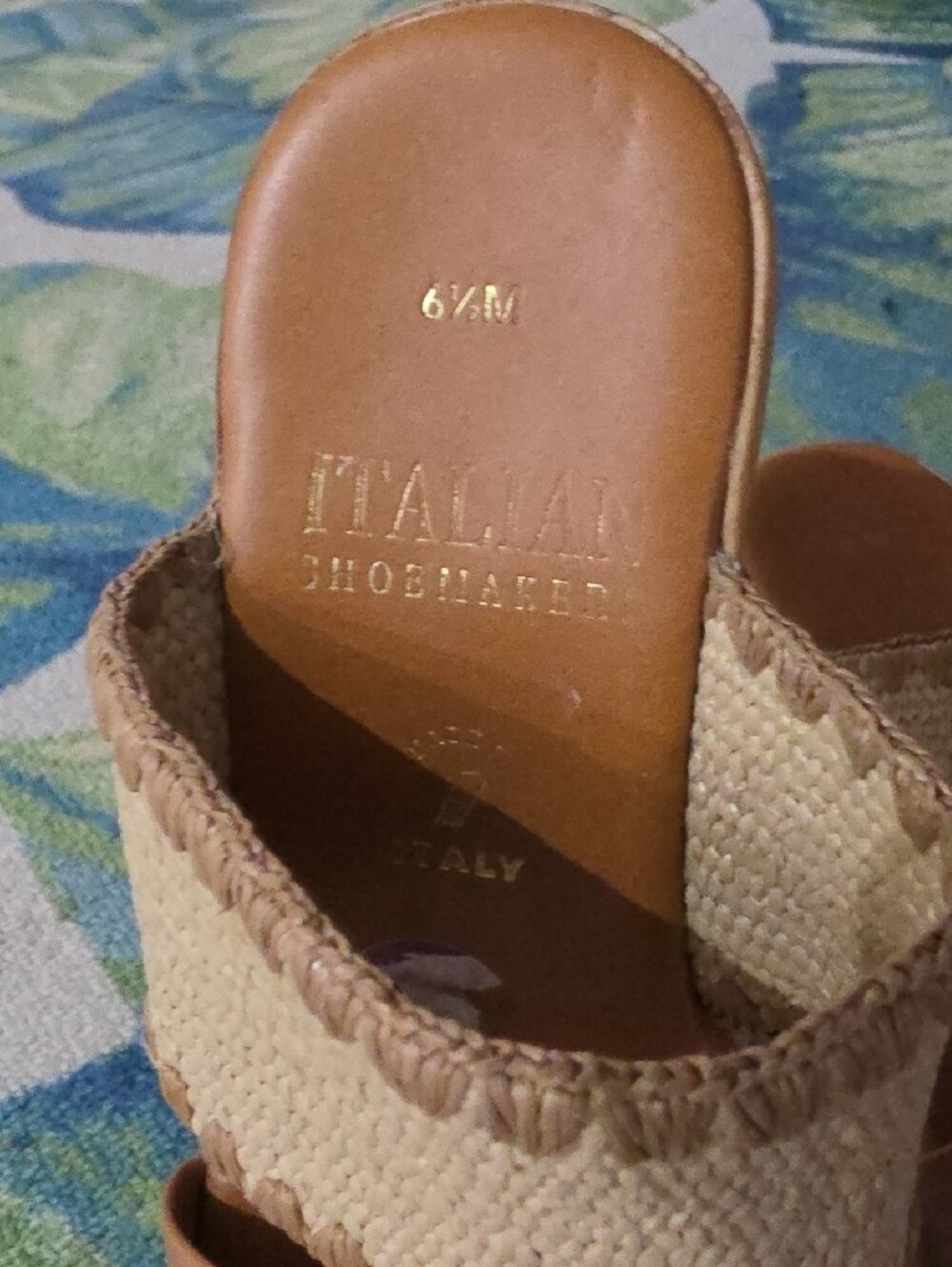 Italian Shoemakers Tan Woven-Trim Platform Slide Sandals - Picture 2 of 6